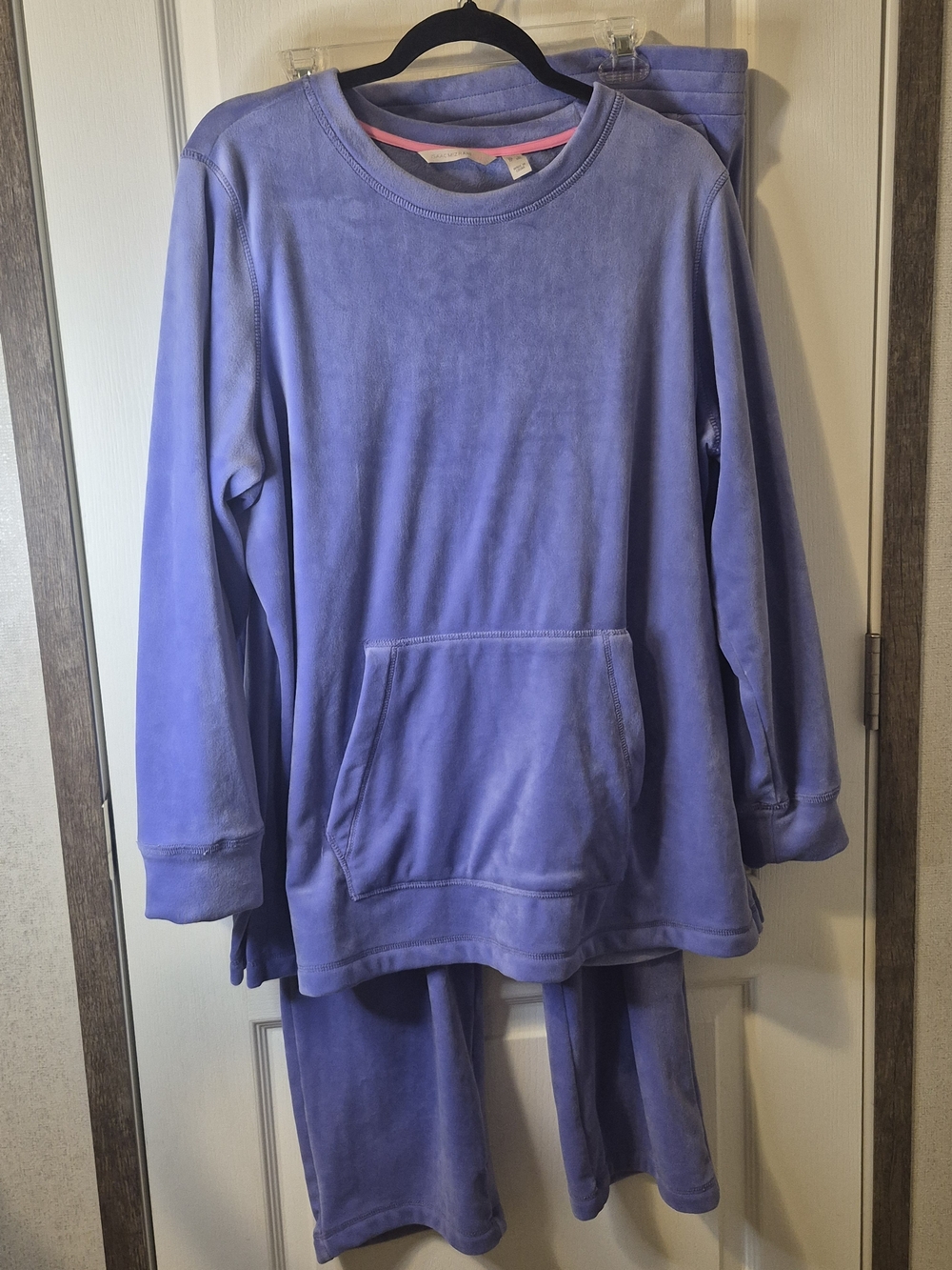 Isaac Mizrahi Live! Purple Velour Sweat Track Suit 2 Piece Cozy Leisure Plus 1X